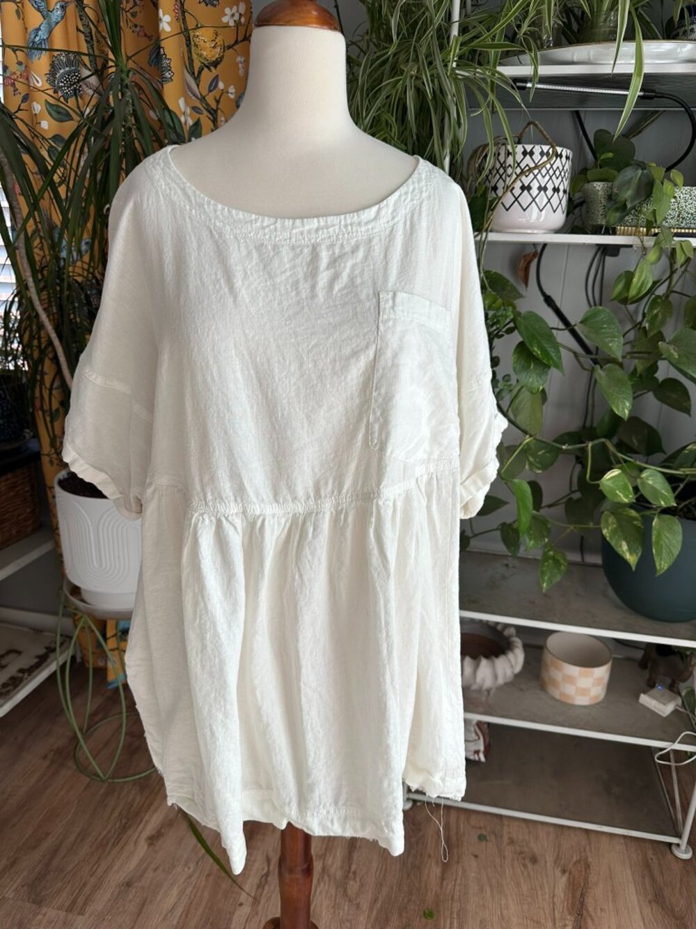 Free People We The Free White Oversized Tunic Top XL Boho Flowy - Picture 2 of 12